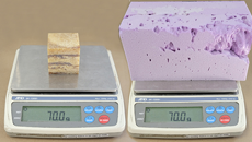 large and small foam blocks on scale 230p